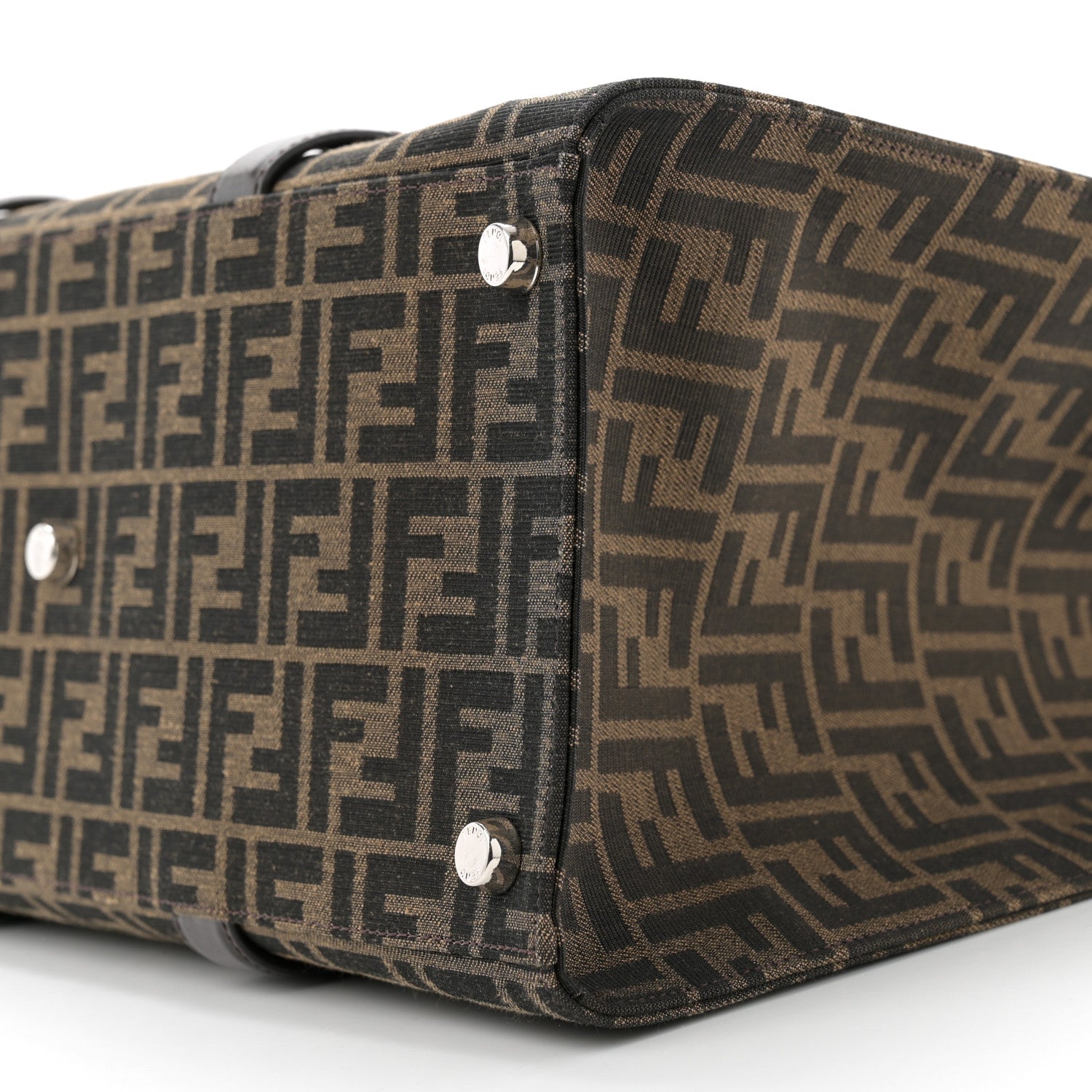 Fendi Recycled Fabric Jacquard Vitello Astro FF 1974 Shopping Tote Tobacco Moro Ebano 10 of 12