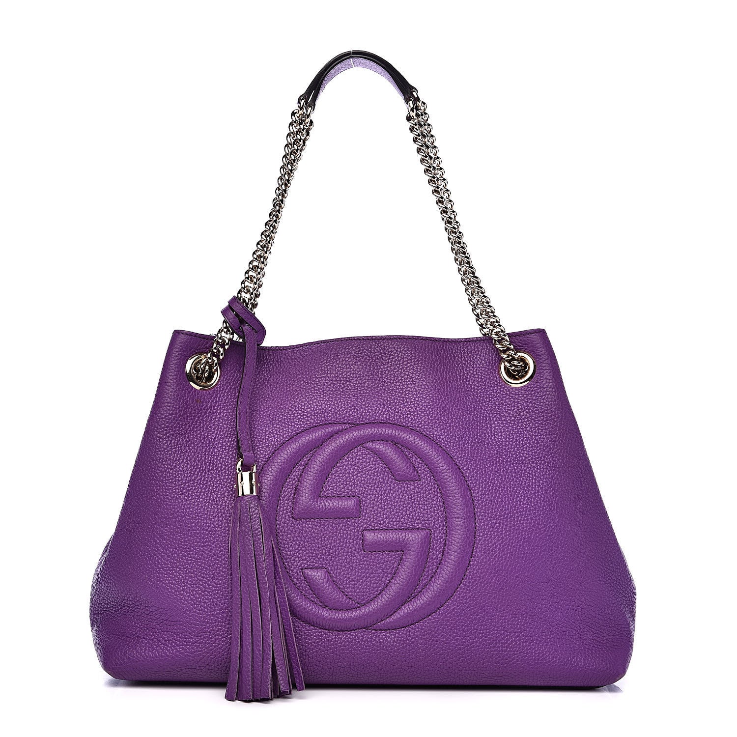 Gucci Pebbled Calfskin Medium Soho Chain Shoulder Bag Shine Purple 1 of 10