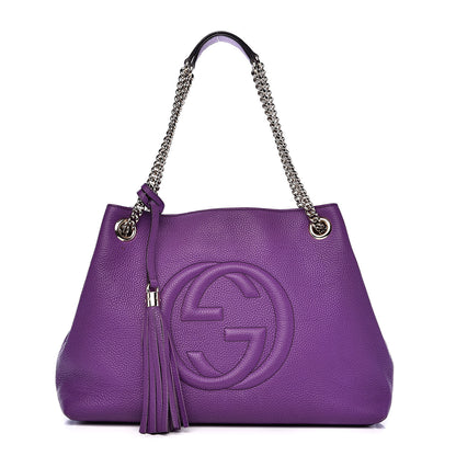 Gucci Pebbled Calfskin Medium Soho Chain Shoulder Bag Shine Purple 1 of 10