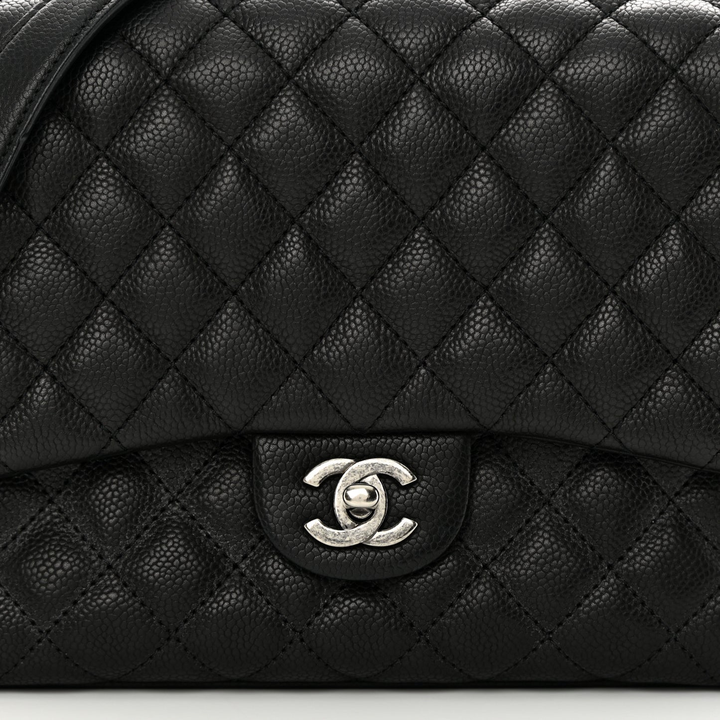Caviar Quilted Medium Rock In Rome Single Flap Black