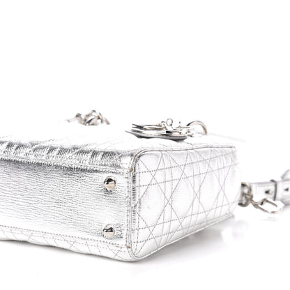 Christian Dior Metallic Grained Calfskin Cannage Small Lucky Badges My Lady Dior Silver 9 of 14