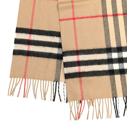 Burberry Cashmere Giant Check Fringe Scarf Archive Beige 3 of 4