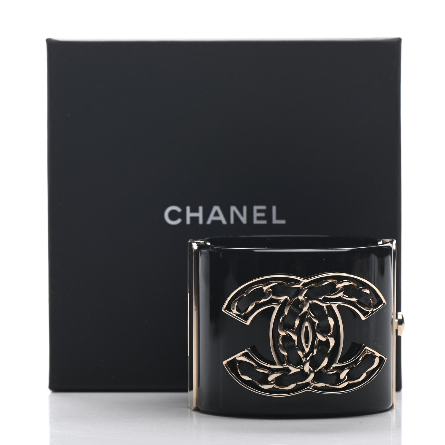 Chanel Resin Lambskin CC Cuff Black 6 of 6