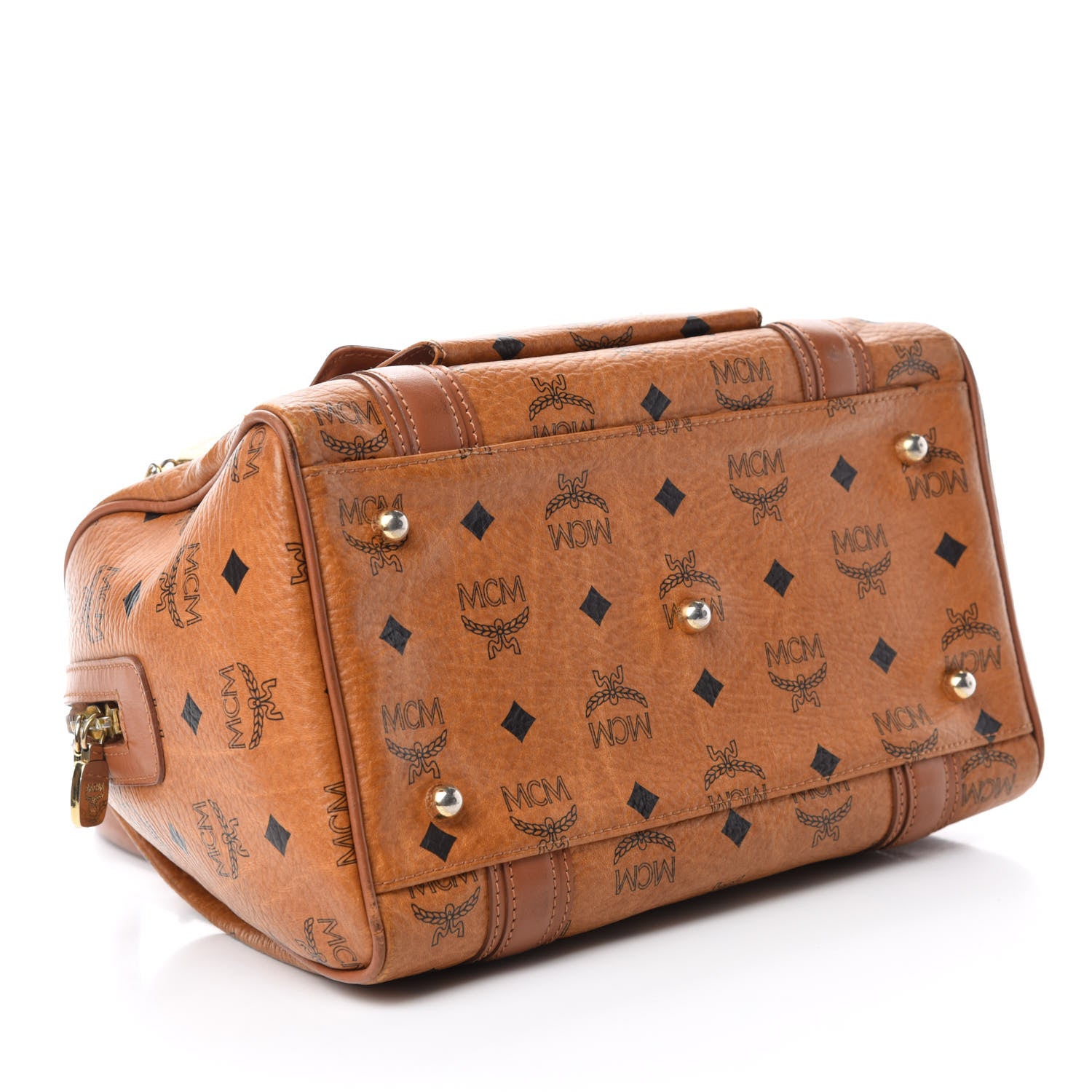 MCM Visetos Small Boston Bag Cognac 4 of 11