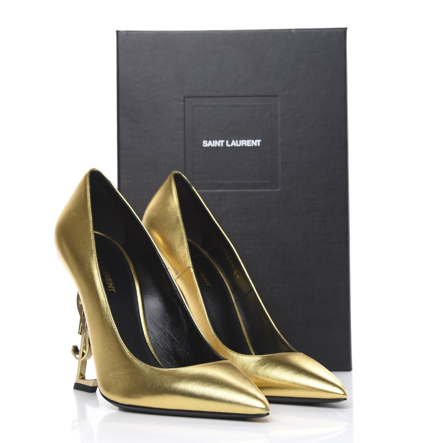 Saint Laurent Calfskin Opyum 100 Pumps 41 Gold 10 of 10