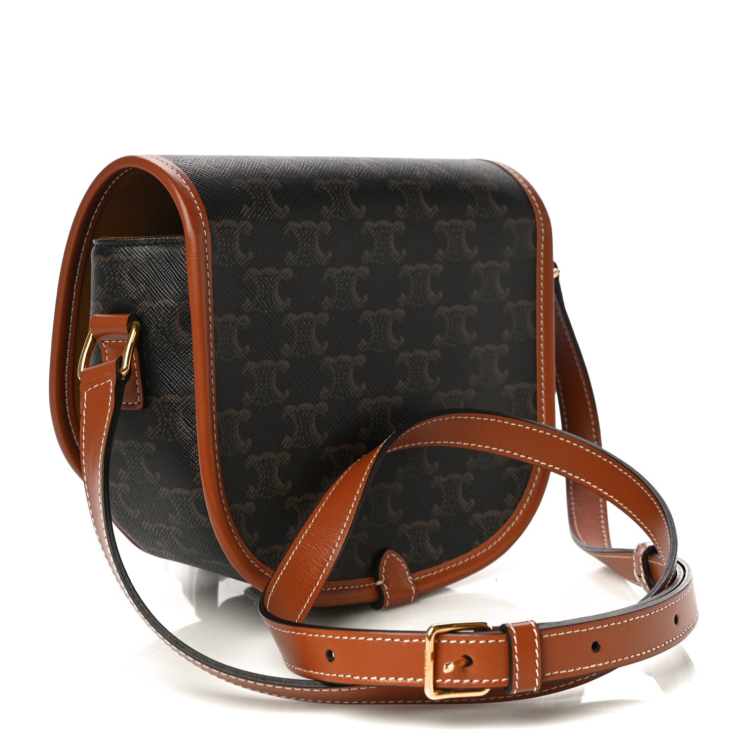 Celine Triomphe Canvas Medium Folco Bag Tan 3 of 11