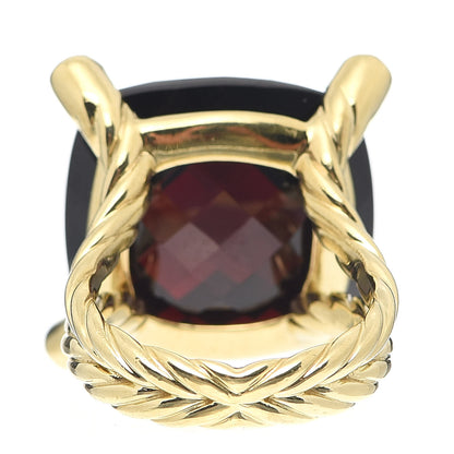David Yurman 18K Yellow Gold Diamond Garnet 20mm Cushion On Point Ring 53 6.5 5 of 6