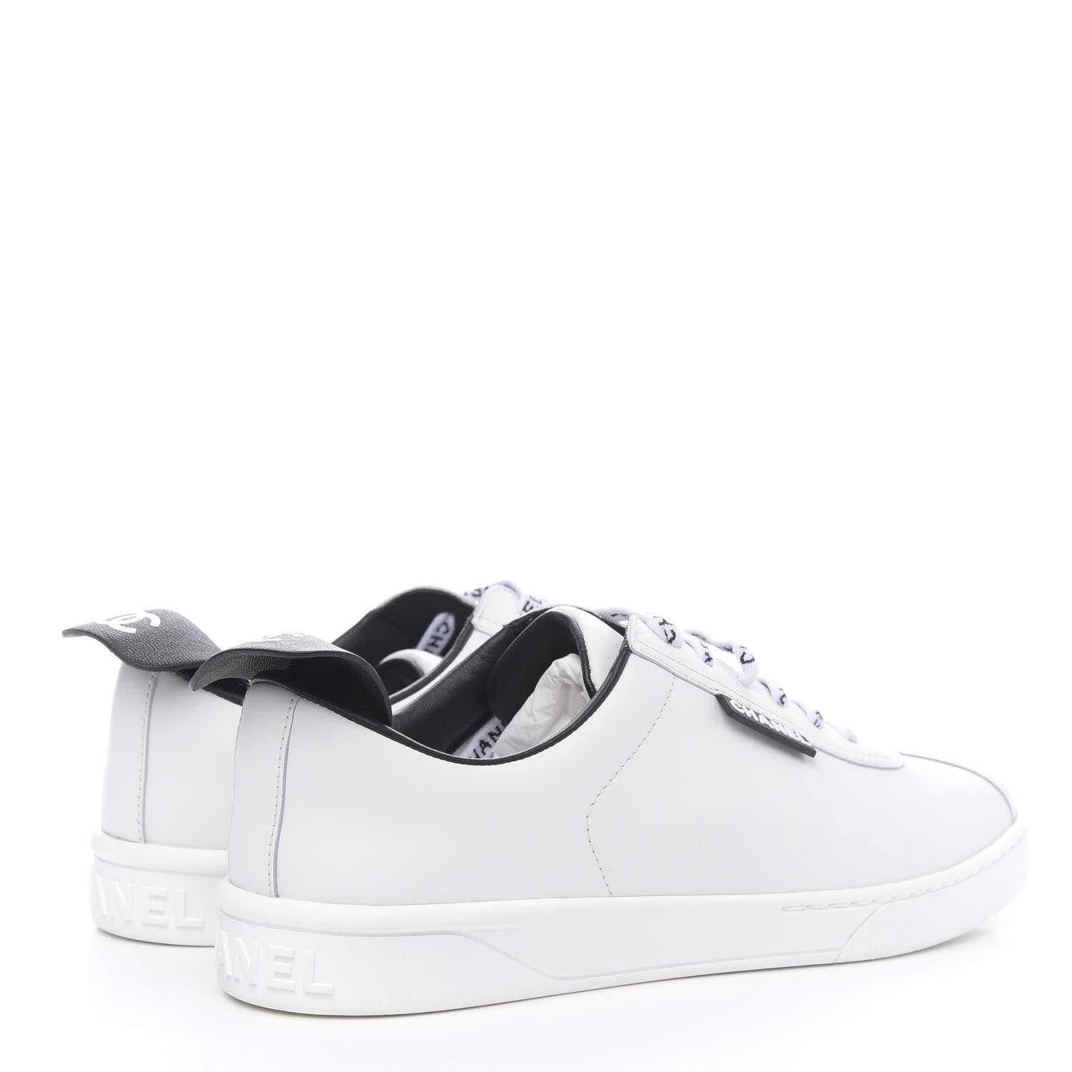 Chanel Calfskin CC Womens Sneakers 38 White 4 of 9