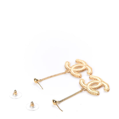 Chanel CC Drop Earrings Matte Gold 4 of 6