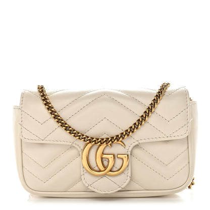 Gucci Calfskin Matelasse Super Mini GG Marmont Shoulder Bag White 1 of 11