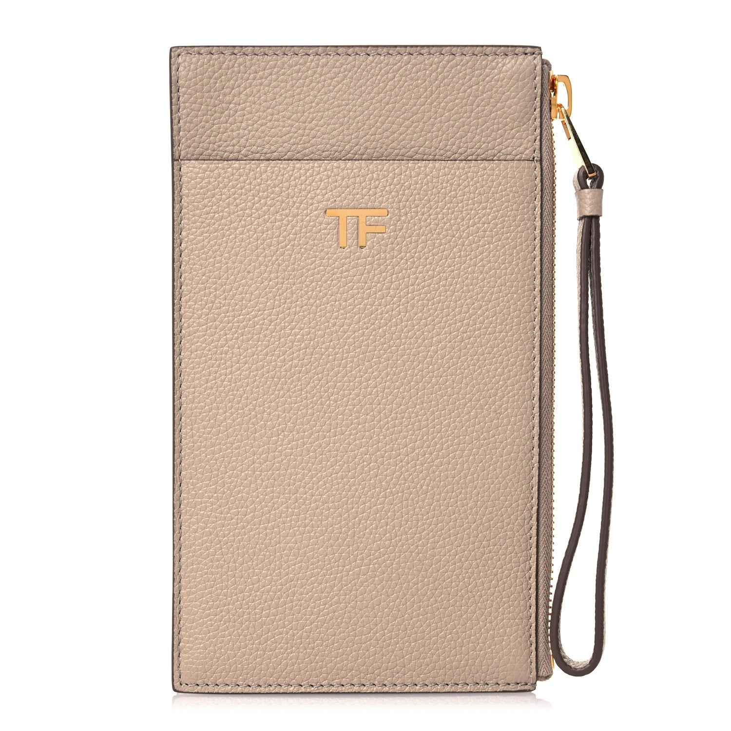 Tom Ford Grained Calfskin TF Wristlet Wallet Silk Taupe 1 of 10
