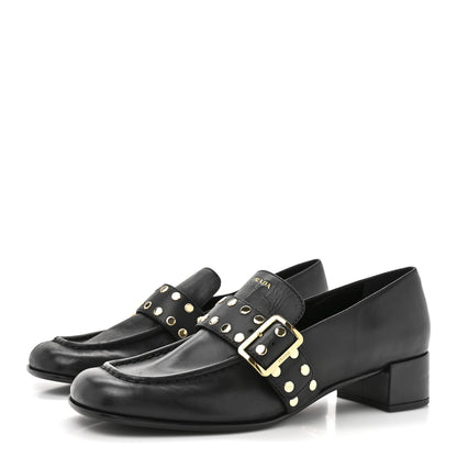 Prada Calfskin Modellerie Stud Loafers 39.5 Black 4 of 11