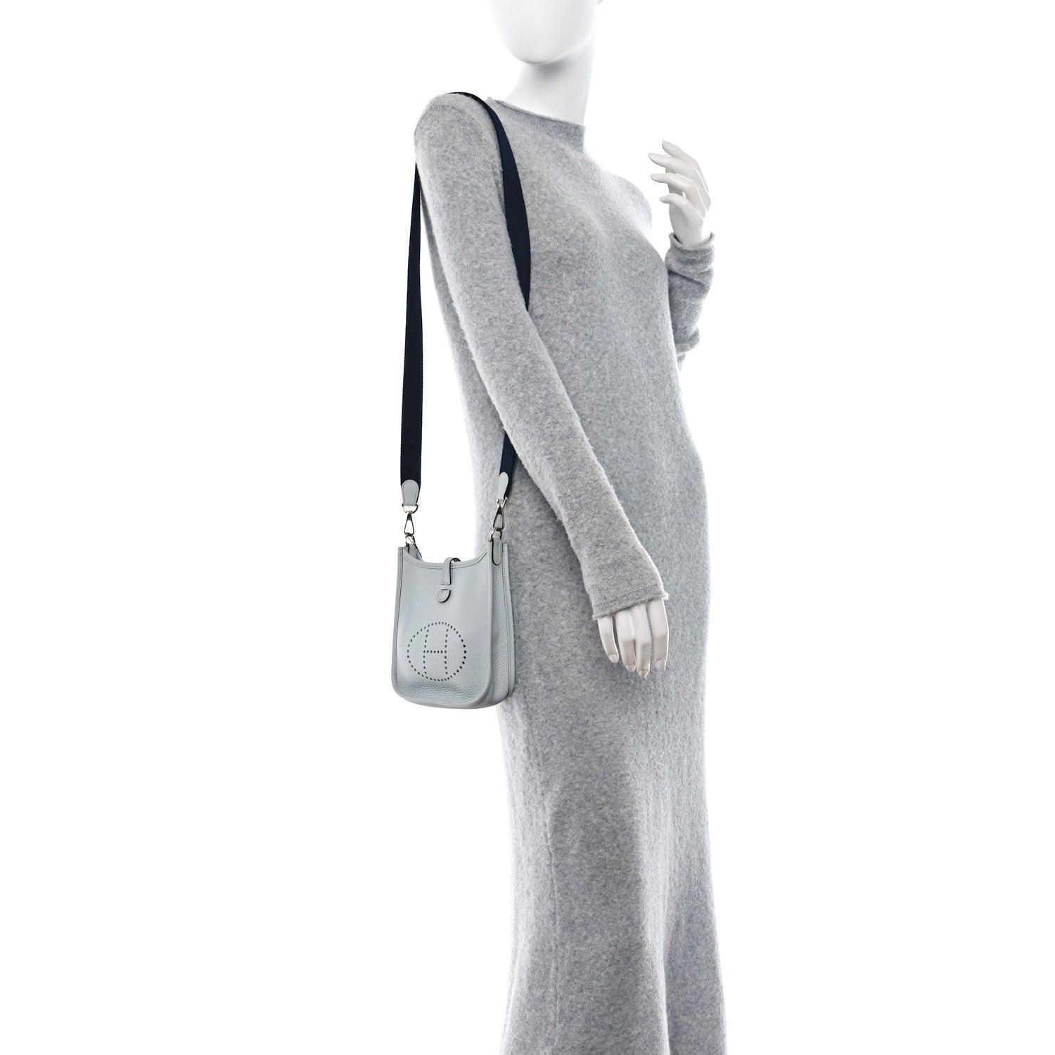 Hermes Taurillon Clemence Amazone Evelyne TPM Bleu Pale Indigo 2 of 12