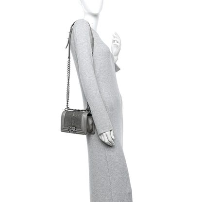 Chanel Galuchat Stingray Small Boy Flap Silver 2 of 16