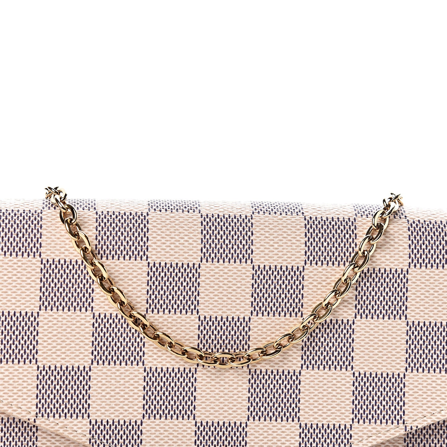Damier Azur Pochette Felicie Chain Wallet Rose Ballerine