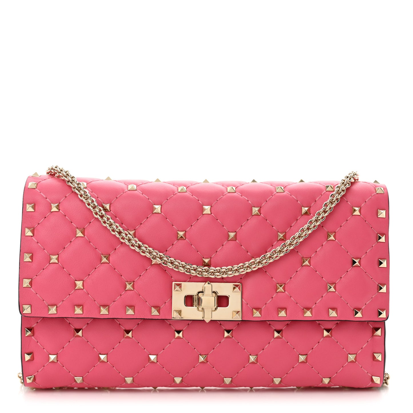 Nappa Rockstud Spike Wallet On Chain Shadow Pink