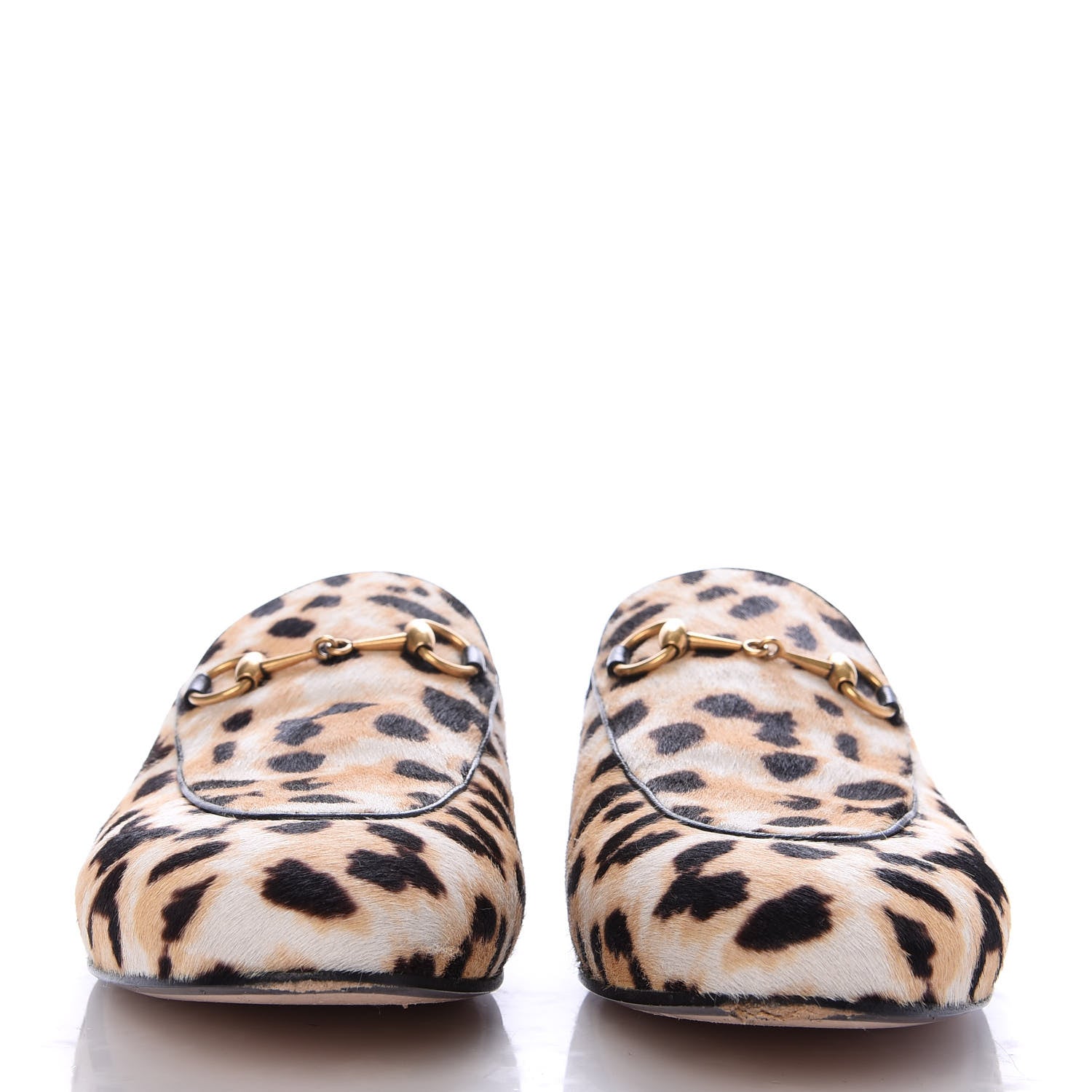 Gucci Calf Hair Leopard Print Womens Princetown Slippers 38.5 Naturale Black 2 of 10