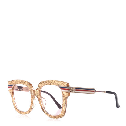 Gucci Acetate Square Frame Web Glitter GG0281S Sunglasses Gold 1 of 7
