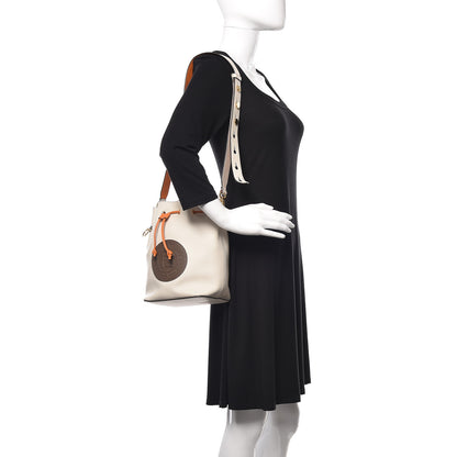 Fendi Vitello Grace Century F is Fendi Stamp Patch Bi-Color Grande Mon Tresor Bucket Bag White Ice Aranciata Maya 2 of 12