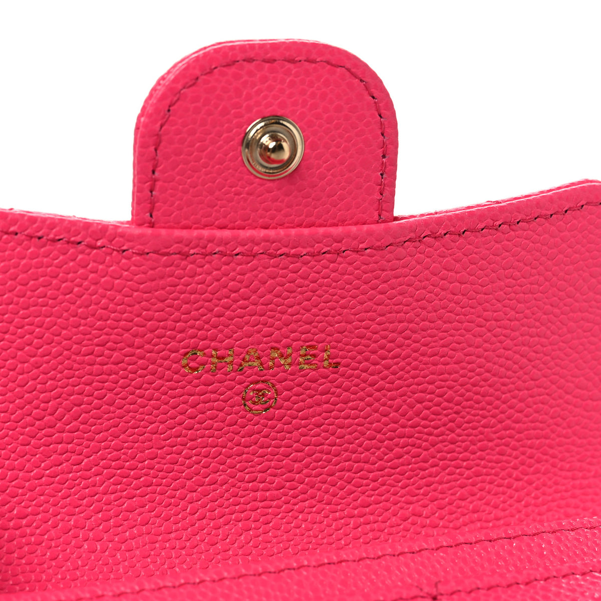 Caviar Quilted Flap Card Holder Wallet Fuchsia