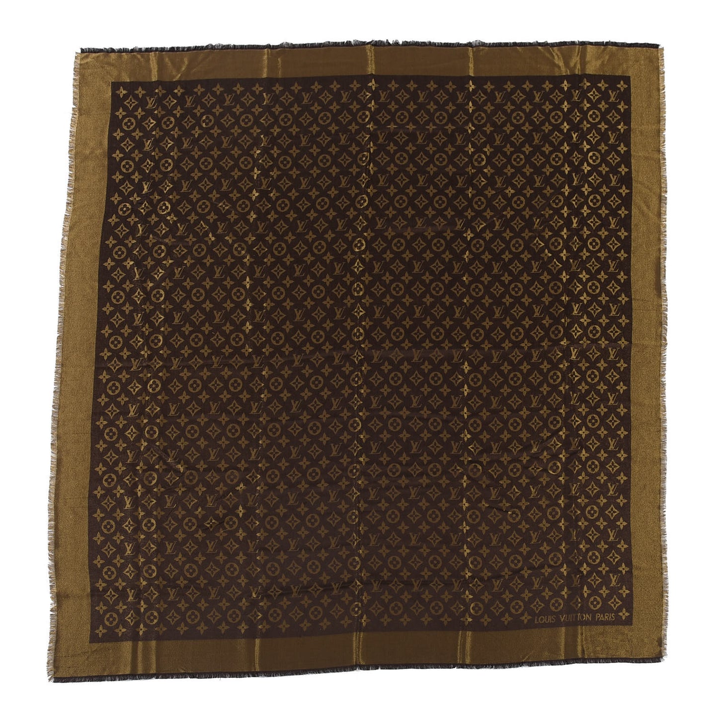 Silk Lurex Wool Monogram Shine Shawl Brown