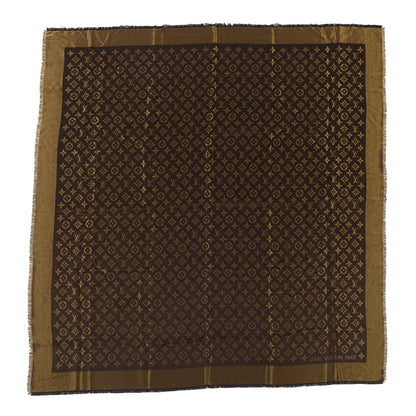 Louis Vuitton Silk Lurex Wool Monogram Shine Shawl Brown 1 of 5