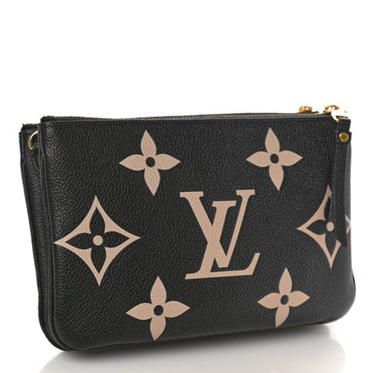 Louis Vuitton Empreinte Monogram Giant Double Zip Pochette Black Cream 3 of 11