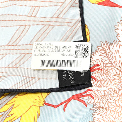 Hermes Silk Le Carnaval des Animaux Scarf 90 Bleu Glacier Jaune 4 of 5