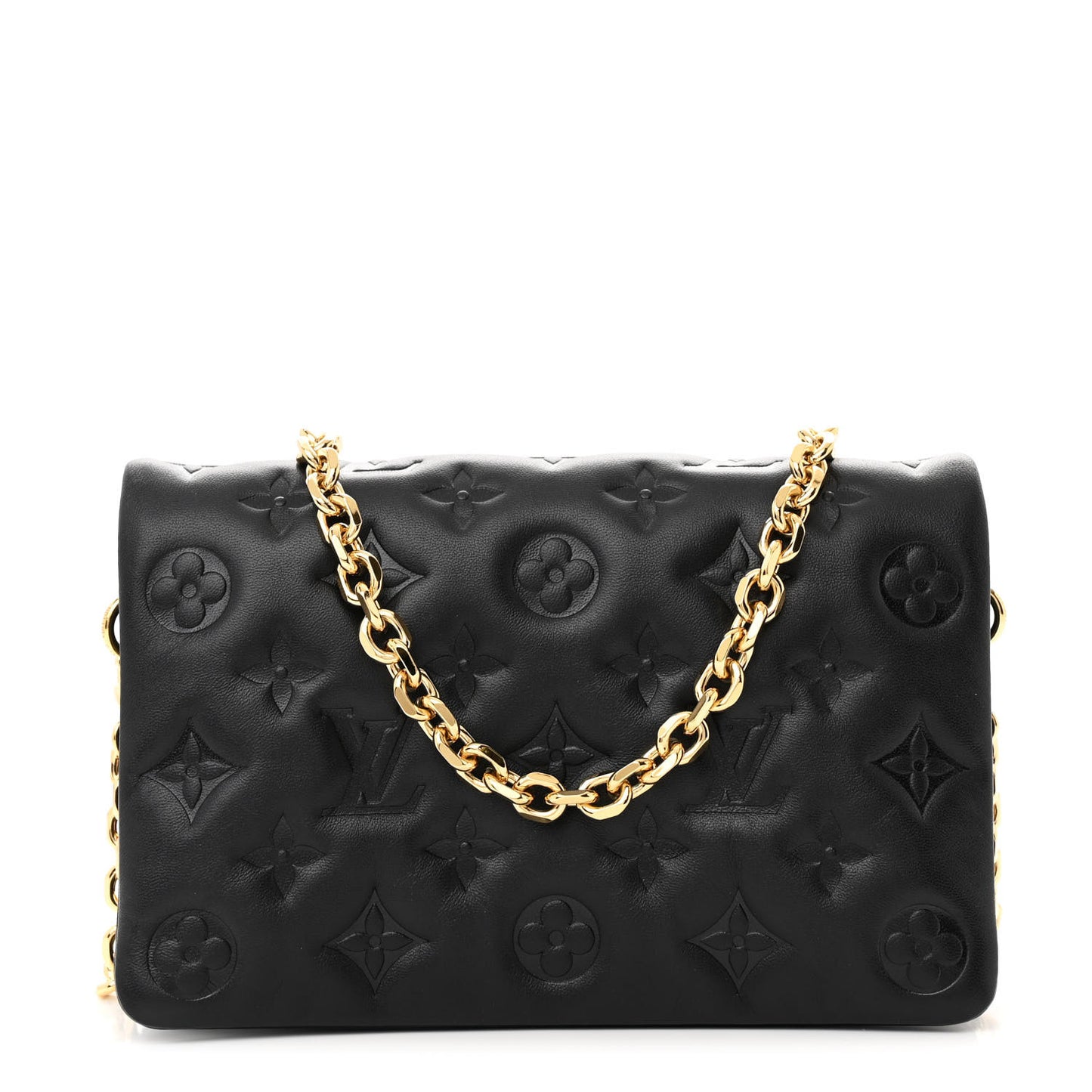 Lambskin Embossed Monogram Pochette Coussin Black