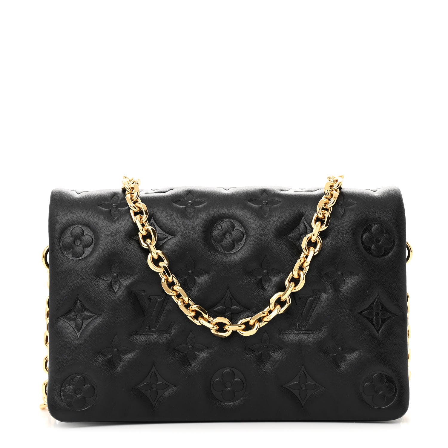 Louis Vuitton Lambskin Embossed Monogram Pochette Coussin Black 1 of 10