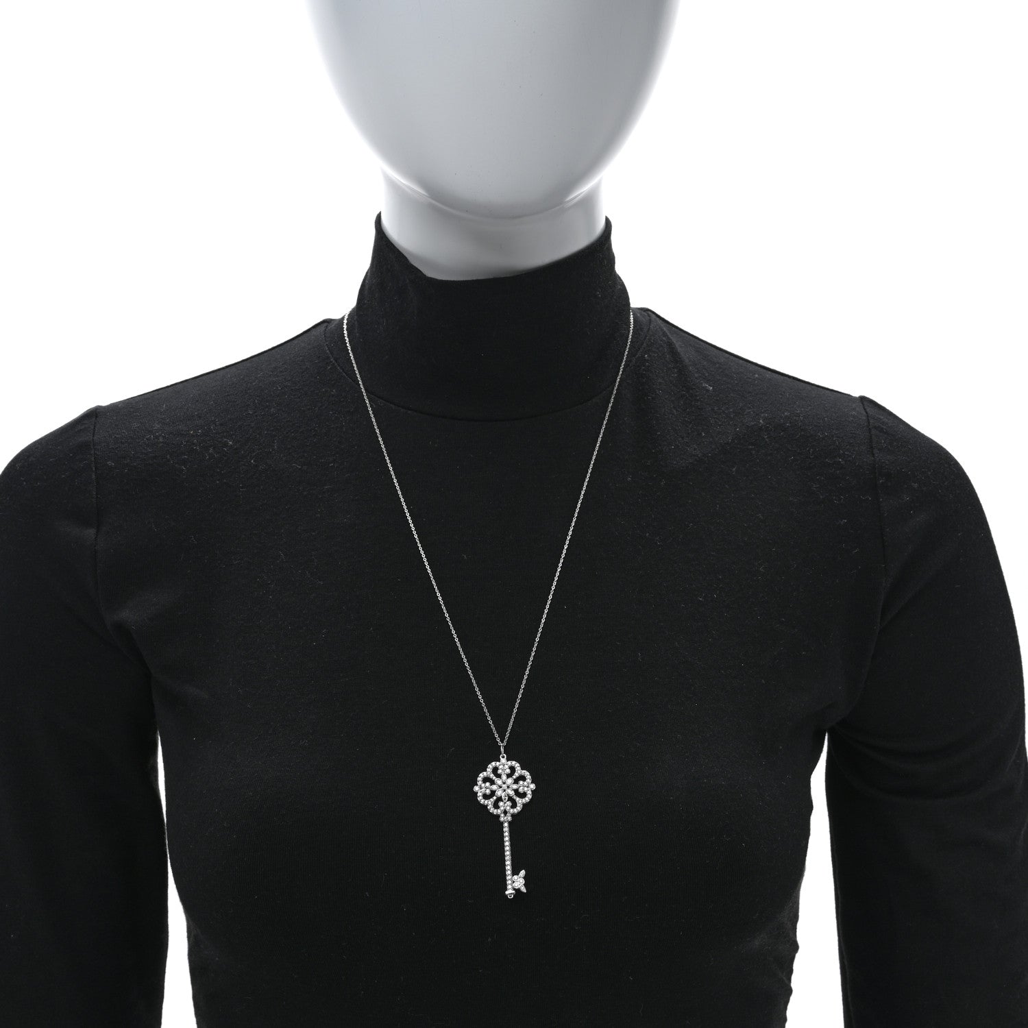 Tiffany Platinum Diamond Enchant Primrose Key Pendant 2 of 5