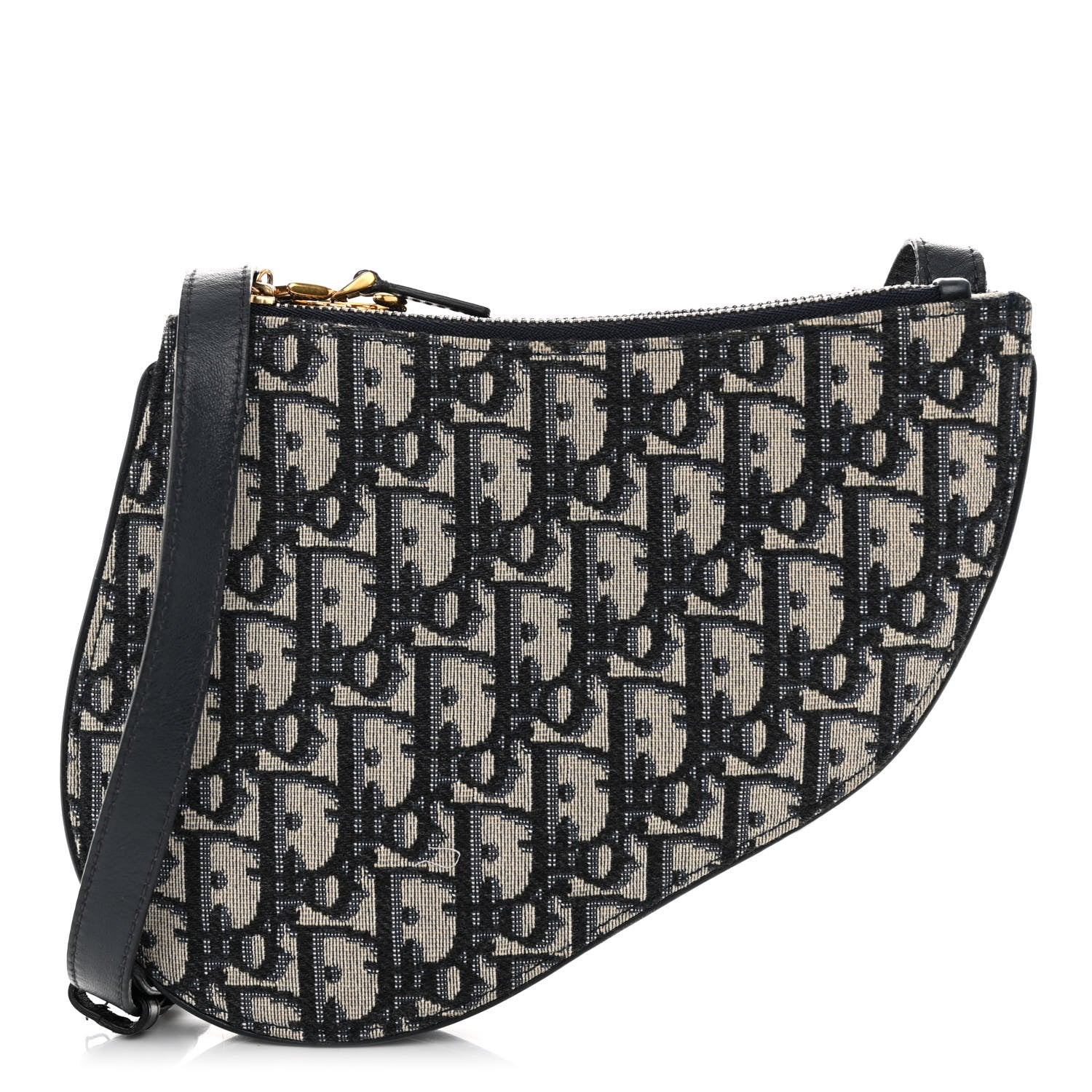 Christian Dior Oblique Saddle Pouch With Strap Navy Blue 1 of 14