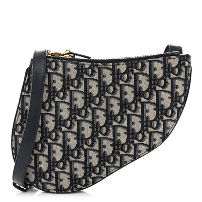 Christian Dior Oblique Saddle Pouch With Strap Navy Blue 1 of 14