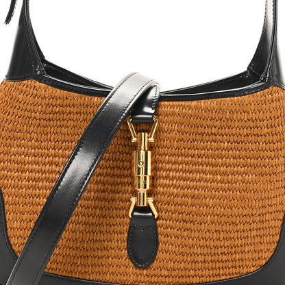 Gucci Straw Lux Boarded Dyana Lux Calfskin Small Jackie 1961 Hobo Natural Blue 7 of 9