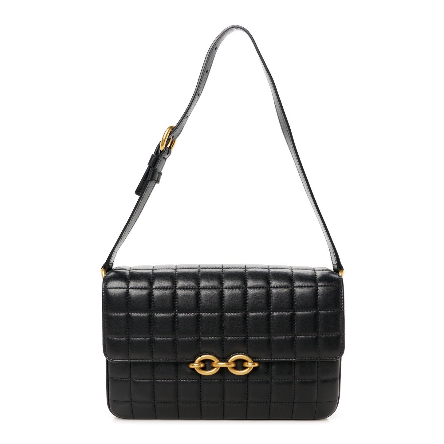 Lambskin Carre Quilted Le Maillon Satchel Black