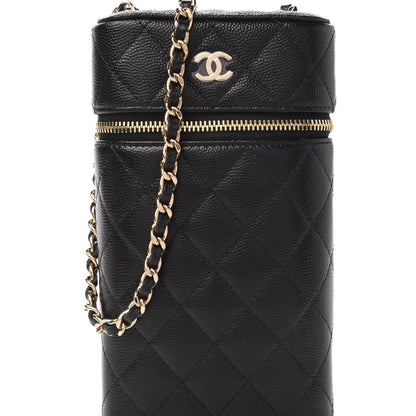 Chanel Caviar Quilted Phone Holder With Chain Black 10 of 12