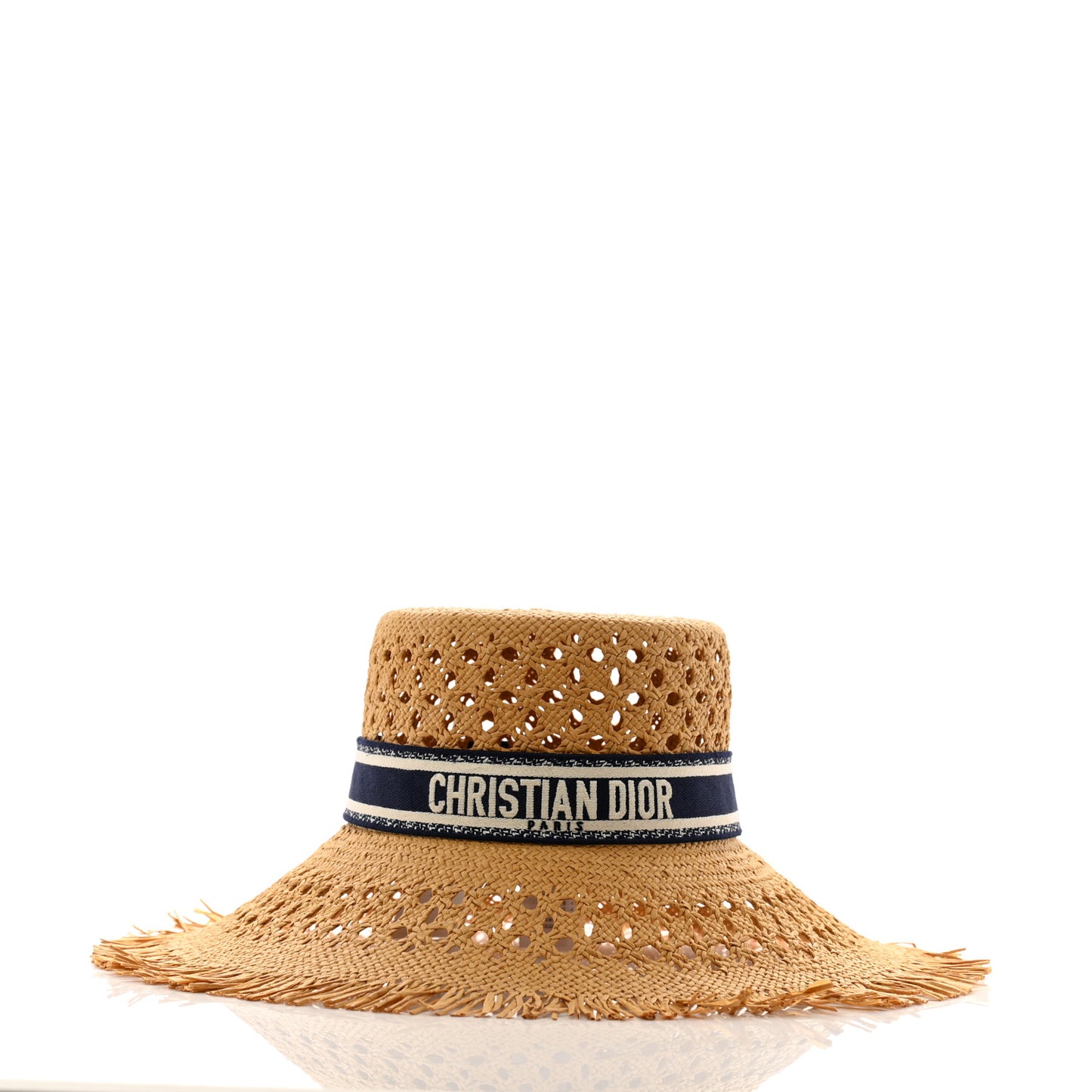 Straw Embroidered Bob Naughtily Large Brim Hat 58 Blue Multicolor