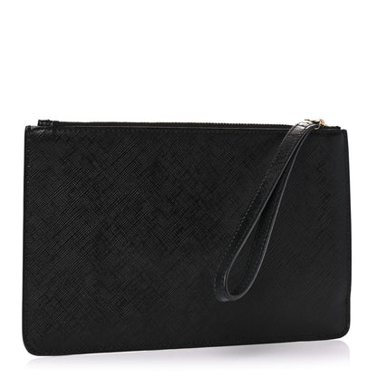 Salvatore Ferragamo Printed Calfskin Vara Bow Wristlet Clutch Black 2 of 6
