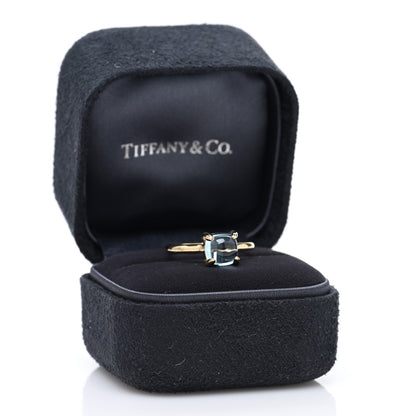 Tiffany 18K Yellow Gold Blue Topaz 7mm Paloma Picasso Sugar Stacks Ring 52 6 5 of 5
