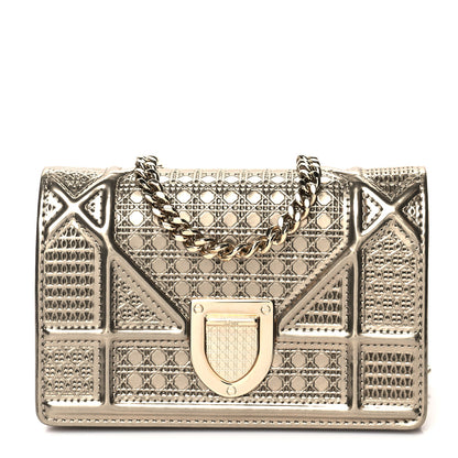 Christian Dior Metallic Patent Micro-Cannage Baby Diorama Flap Bag Gold 1 of 9