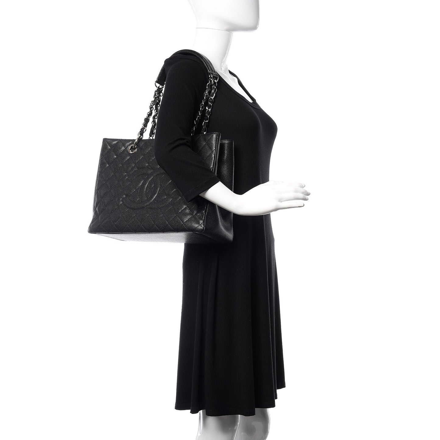 Caviar Quilted Grand Shopping Tote GST Black