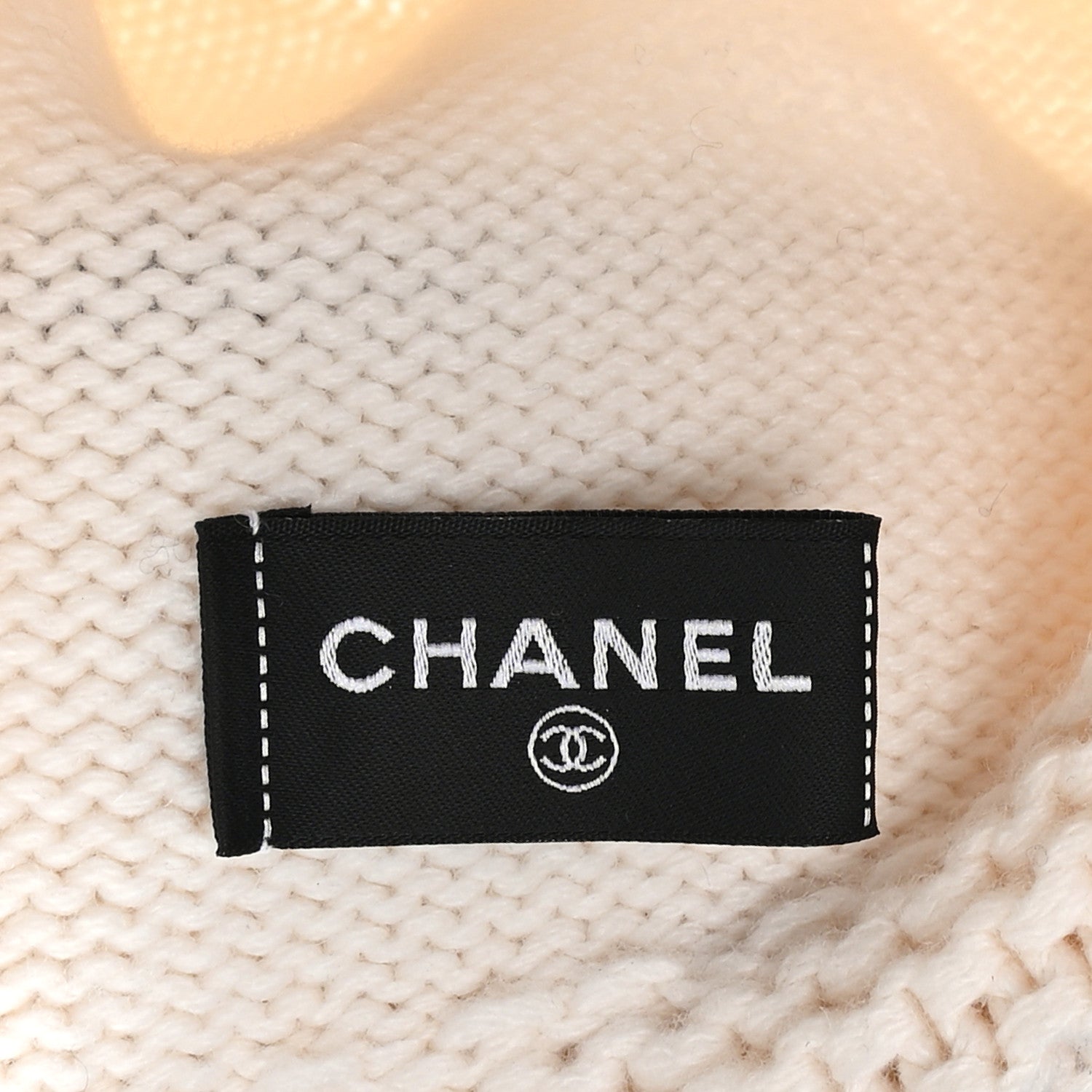 Chanel Cashmere CC Knitted Beanie Hat Black White 1821057