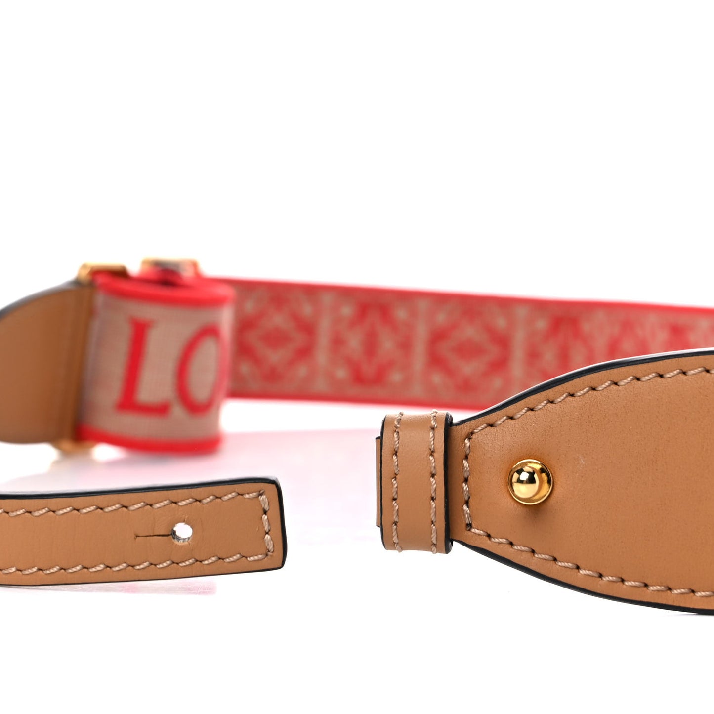 Calfskin Jacquard Anagram Strap Natural Red