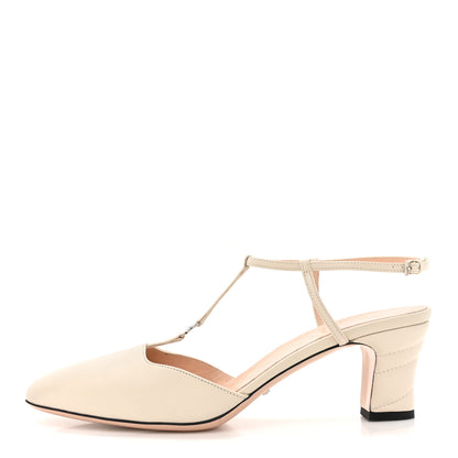 Gucci Nappa Charlotte Petite GG 55mm Slingback Pumps 41 New Mystic White 1 of 12