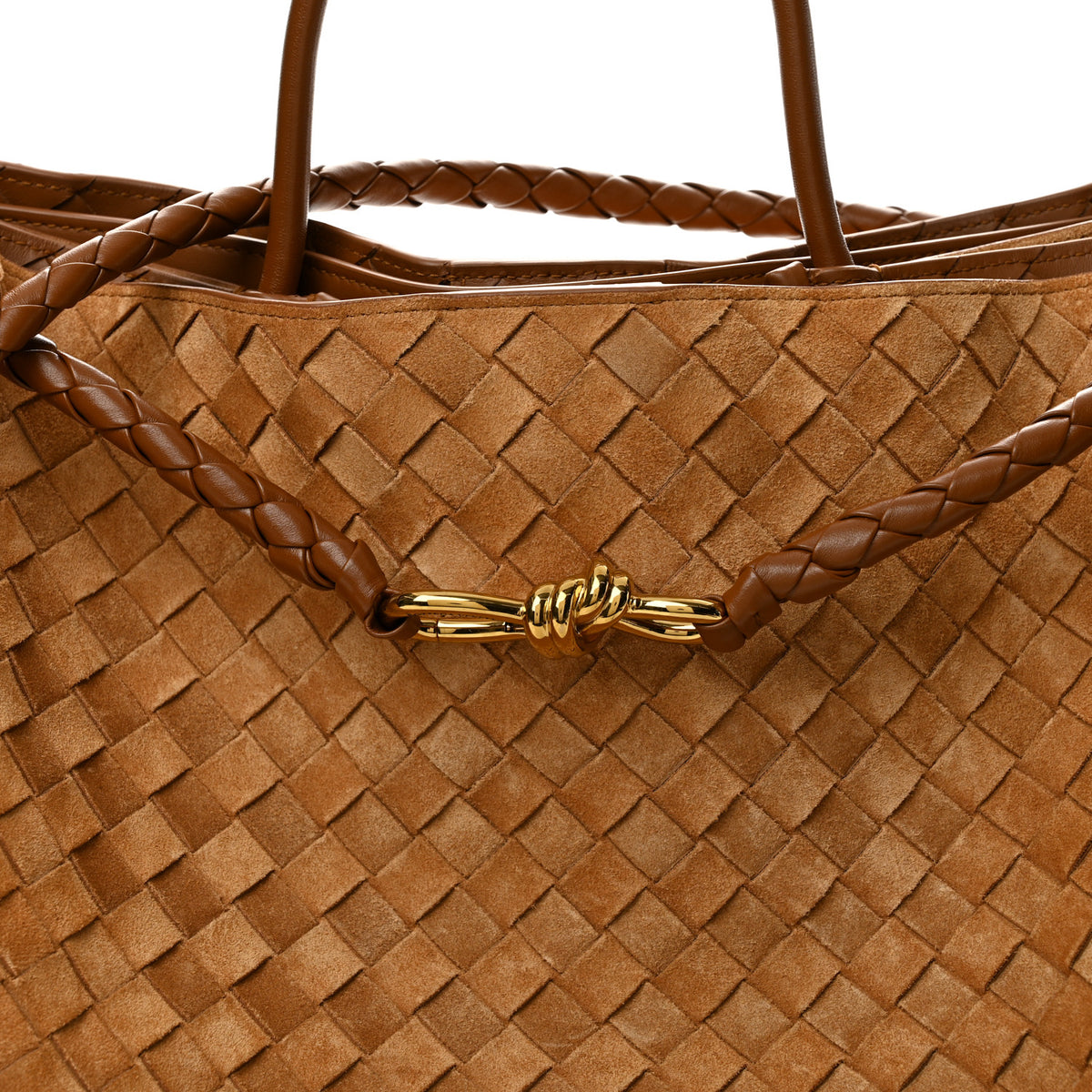 Suede Intrecciato Large Andiamo Shoulder Bag Acorn