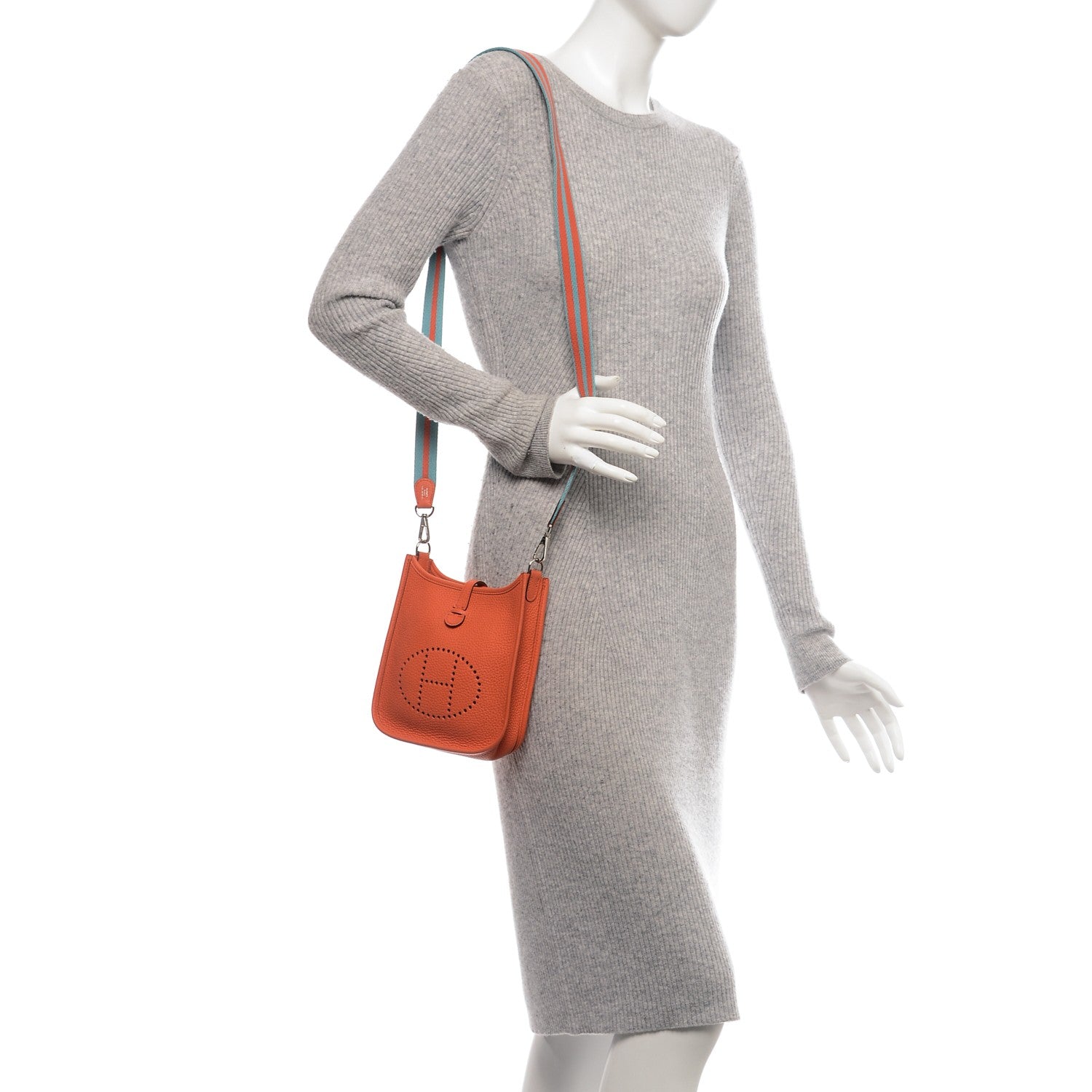 Hermes Taurillon Clemence Amazone Evelyne TPM Orange Poppy Saint Cyr 2 of 7