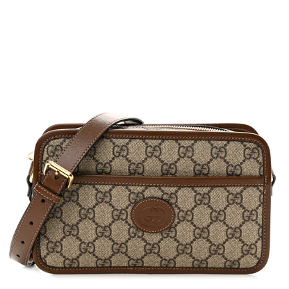 Gucci GG Supreme Monogram Azalea Calfskin Mini Retro Interlocking G Shoulder Bag Beige Ebony Brown Sugar 1 of 11