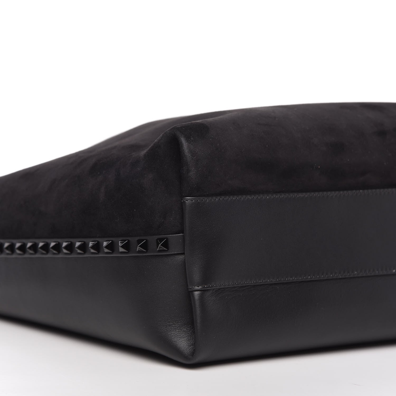 Valentino Garavani Suede Calfskin Rockstud Tote Black 6 of 9