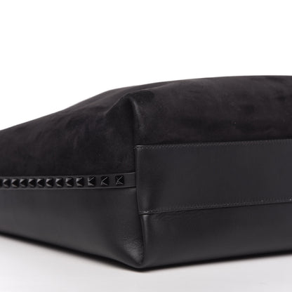 Valentino Garavani Suede Calfskin Rockstud Tote Black 6 of 9
