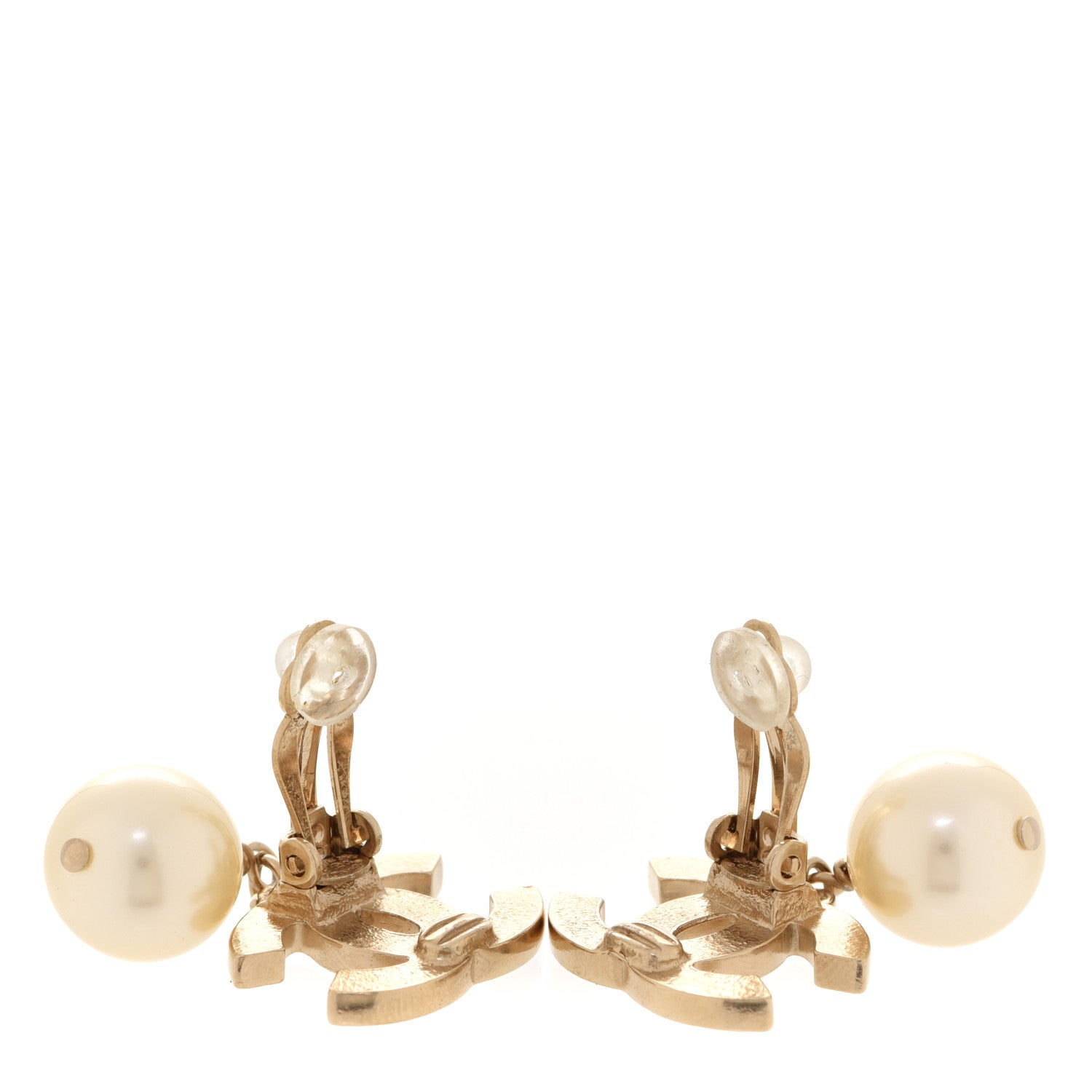 Chanel Pearl CC Drop Clip On Earrings Gold 3 of 5